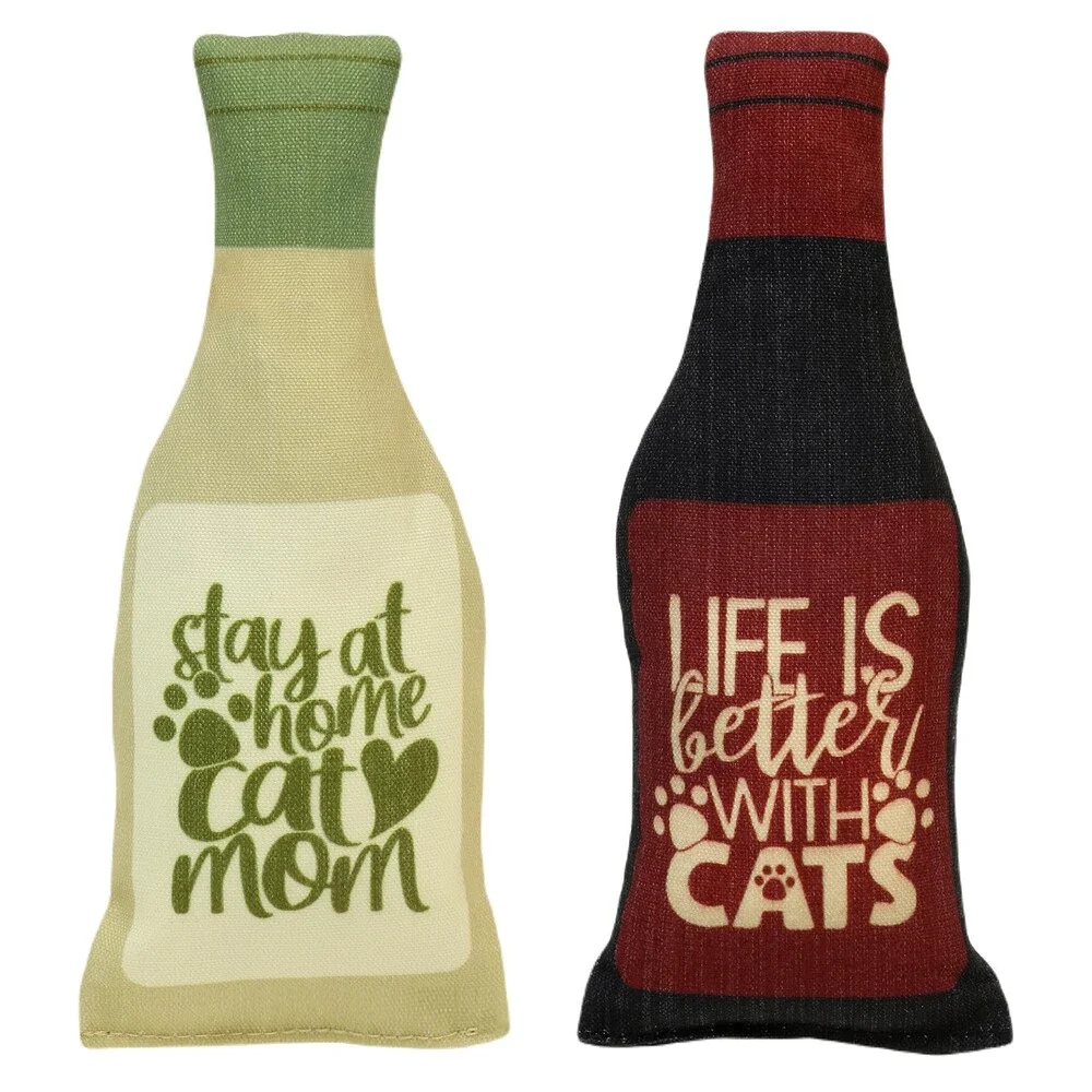Wine Bottle Catnip Toys for Cats and Kittens Plush Wine Bottle - Funny Cat Toy P